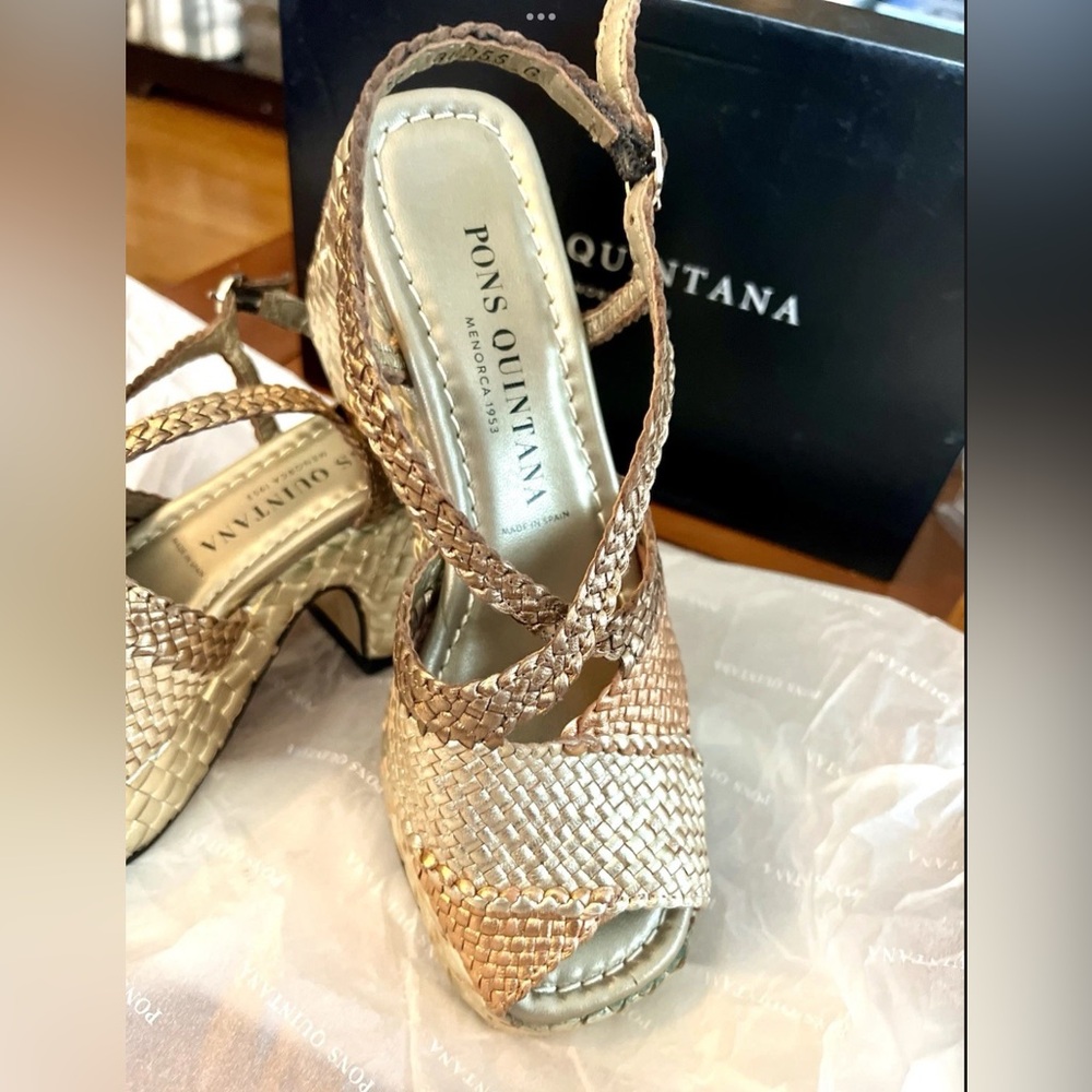 Pons Quintana Gold Metallic Braided Sandals New size 6 (37) - Picture 12 of 12